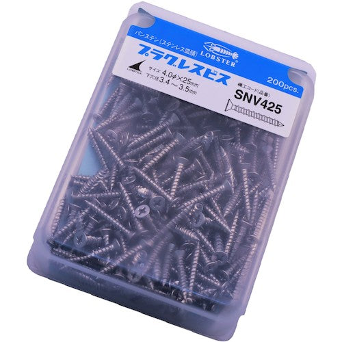 エビ　プラグレスビス（２００本入）　皿頭ステンレス　４．０Ｘ２５ｍｍ　SNV425　1 PK