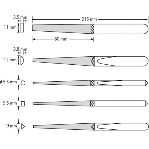 エビ　ダイヤモンドヤスリ（鉄工用）　５本組　５種類セット　K5-SET　1 Ｓ