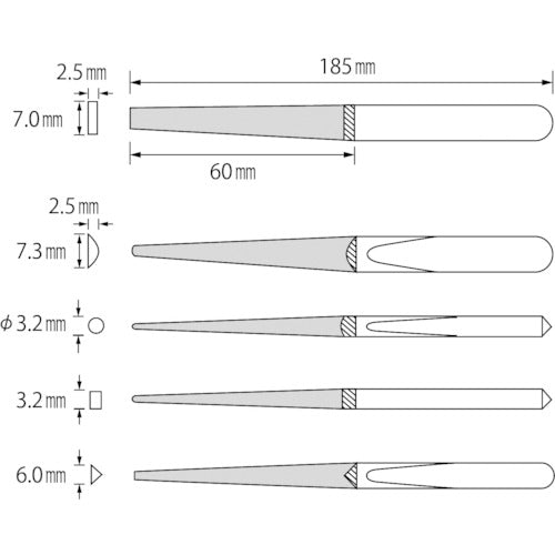 エビ　ダイヤモンドヤスリ（鉄工用）　１０本組　５種類セット　K10-SET　1 Ｓ