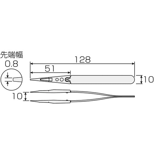 ＨＯＺＡＮ　ＥＳＤセラミックピンセット　P-646-D　1本