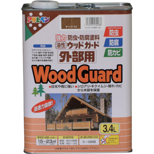 アサヒペン　ウッドガード外部用　３．４Ｌ　チーク　530288　1缶