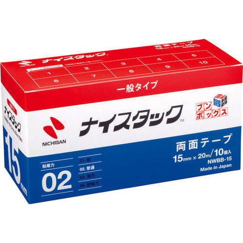 ニチバン　両面テープ　ナイスタック　ＮＷＢＢ−１５　１５ｍｍＸ２０ｍ（１０巻入）　NWBB-15　1箱