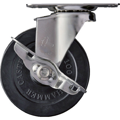 Hammer E series all stainless steel swivel rubber wheel 100mm with stopper 315E-R100 1pc