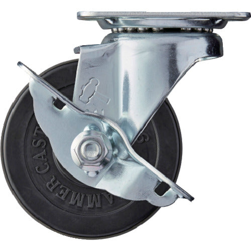 Hammer Swivel Rubber Wheel 75mm with Stopper 413S-R75 1pc