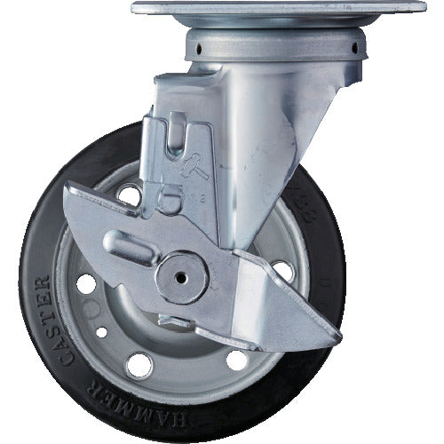 망치 선회식 고무 바퀴 125mm 스토퍼 부착 419S-R125 1개