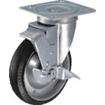 ハンマー　旋回式ゴム車輪（ローラーベアリング）１８０ｍｍ　ストッパー付　419S-RB180　1個