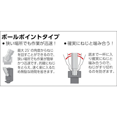 ＴＲＵＳＣＯ　ボールポイント六角棒レンチ　２．０ｍｍ　GXB-20　1 本