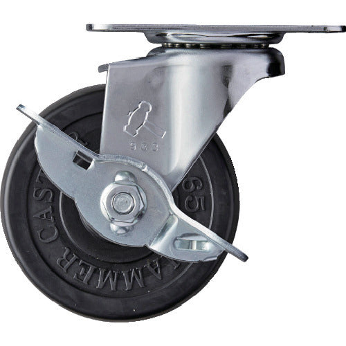 해머 E 시리즈 선회식 고무 바퀴 65mm 스토퍼 부착 415E-R65 1개