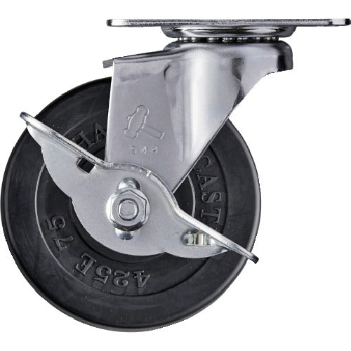 해머 E 시리즈 선회식 고무 바퀴 75mm 스토퍼 부착 415E-R75 1개