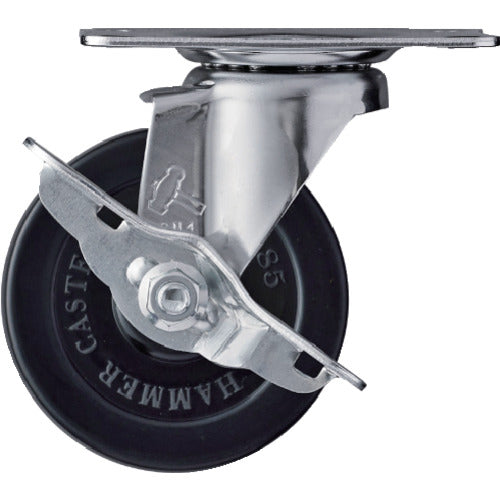 해머 E 시리즈 선회식 고무 바퀴 85mm 스토퍼 부착 415E-R85 1개