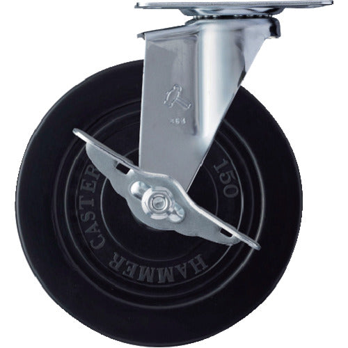 해머 E 시리즈 선회식 고무 바퀴 150mm 스토퍼 부착 415E-R150 1개