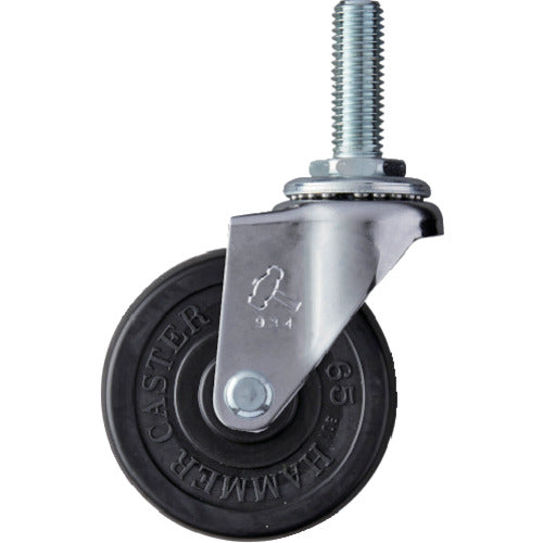 ハンマー　ねじ込み旋回式ゴム車輪　６５ｍｍ　Ｍ１２　420EA-R65　1個