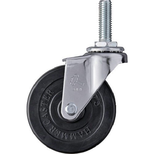 ハンマー　ねじ込み旋回式ゴム車輪　７５ｍｍ　Ｍ１２　420EA-R75　1個