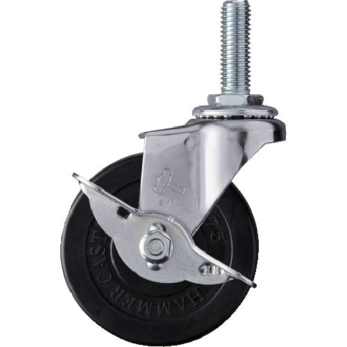 Hammer Screw-in Swivel Rubber Wheel 75mm with Stopper 415EA-R75 1pc