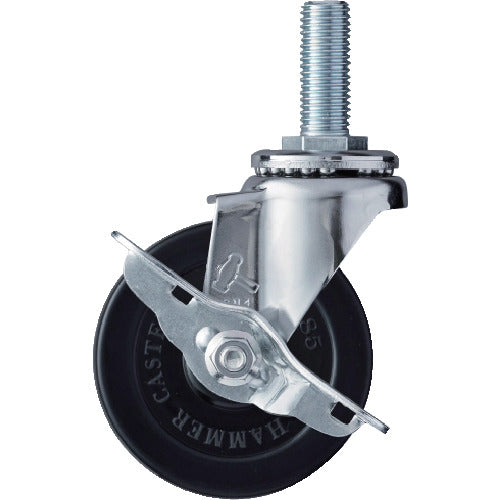 Hammer Screw-in Swivel Rubber Wheel 85mm with Stopper 415EA-R85 1pc