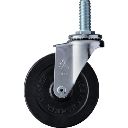 ハンマー　ねじ込み旋回式ゴム車輪　１００ｍｍ　Ｍ１６　420EA-R100　1個