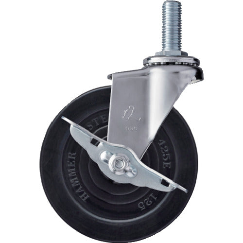 Hammer Screw-in Swivel Rubber Wheel 125mm with Stopper 415EA-R125 1pc