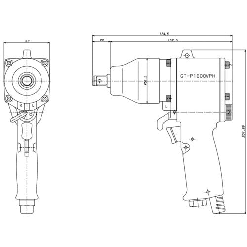 ＶＥＳＳＥＬ　超軽量エアーインパクトレンチＧＴ１６００ＶＰＨ　GT-1600VPH　1 台