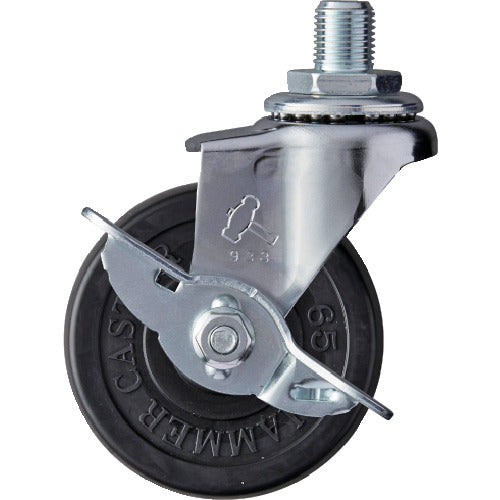 Hammer Screw-in Swivel Rubber Wheel 65mm UNF1/2 with Stopper 415A-10R65 1pc