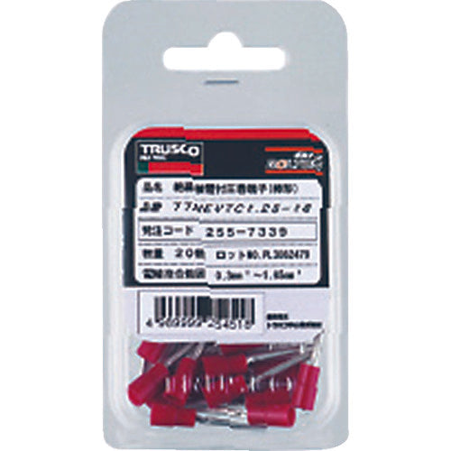 TRUSCO Environmentally Friendly Insulated Crimp Terminal Bar Type Stranded Wire 0.30-1.65mm2 (20 Pieces) T-TMEXTC1.25-16 1 PK