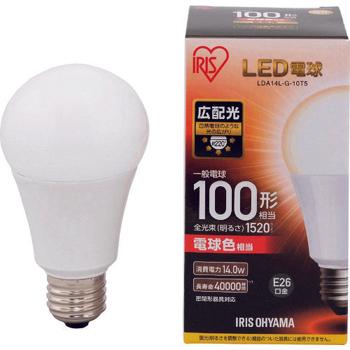 ＩＲＩＳ　ＬＥＤ電球　Ｅ２６広配光タイプ　１００形相当　電球色　１５２０ｌｍ　LDA14L-G-10T5　1個