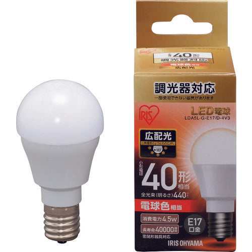 ＩＲＩＳ　５６７９８４　ＬＥＤ電球　Ｅ１７広配光タイプ　調光器対応　４０形相当　電球色　LDA5L-G-E17/D-4V3　1個