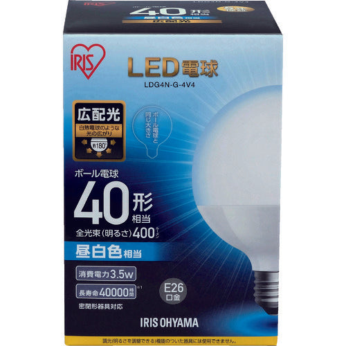 IRIS LED bulb, ball bulb type, equivalent to 40W, daylight white, 400lm, LDG4N-G-4V4, 1 piece
