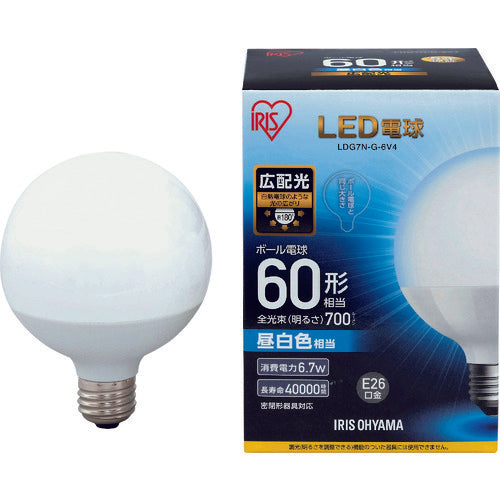 ＩＲＩＳ　ＬＥＤ電球　ボール電球タイプ　６０形相当　昼白色　７００ｌｍ　LDG7N-G-6V4　1個