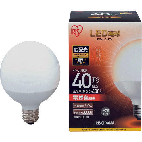 ＩＲＩＳ　ＬＥＤ電球　ボール電球タイプ　４０形相当　電球色　４００ｌｍ　LDG4L-G-4V4　1個