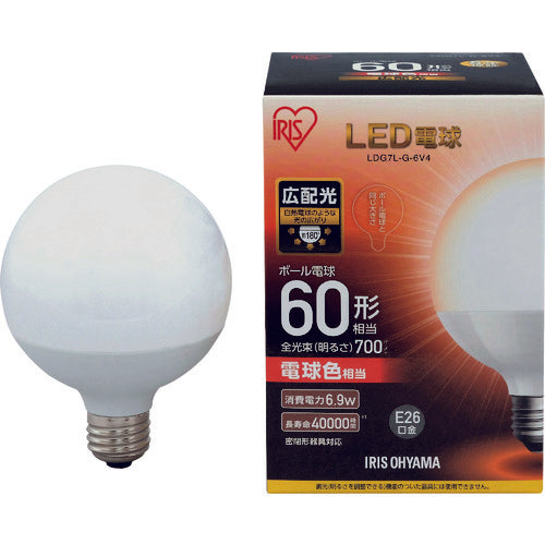 ＩＲＩＳ　ＬＥＤ電球　ボール電球タイプ　６０形相当　電球色　７００ｌｍ　LDG7L-G-6V4　1個