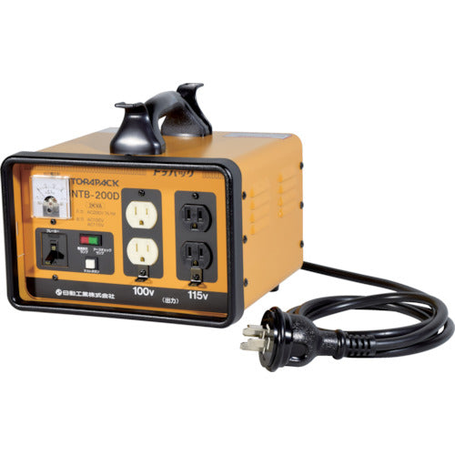 ＮＩＣＨＩＤＯ　変圧器　降圧専用トラパック　アースチェック機能付　２ＫＶＡ　NTB-200D　1台