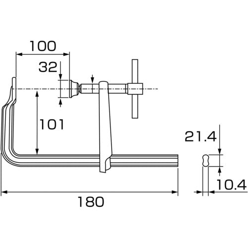EBI L-type clamp EBI vice Bar handle standard type 100mm x 101mm BM1010A 1 piece