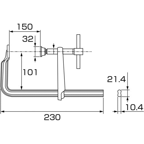 エビ　Ｌ型クランプ　エビ万力　バーハンドル標準型　１５０ｍｍ×１０１ｍｍ　BM1510A　1 丁