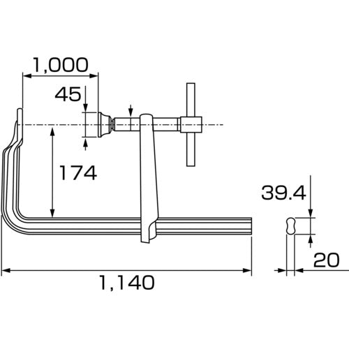 EBI L-type clamp EBI vise Bar handle super strong type 1000mm x 174mm BP10017A 1 piece