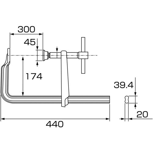 EBI L-type clamp EBI vise Bar handle super strong type 300mm x 174mm BP3017A 1 piece