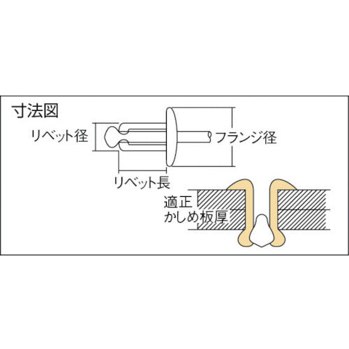 エビ　ブラインドリベット（ステンレス／スティール製）　４−１（１０００本入）　箱入　NSS41　1箱