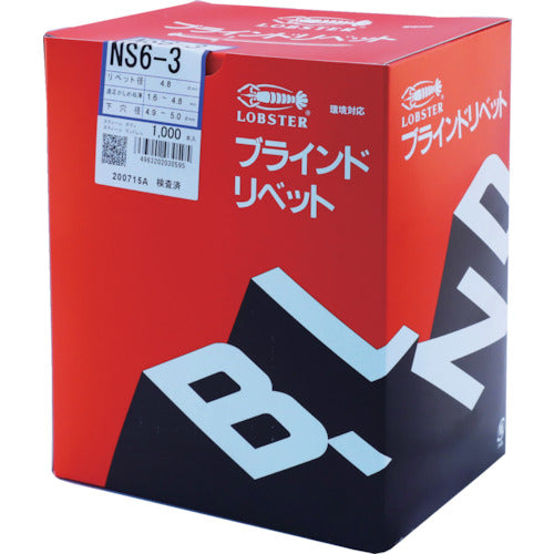 エビ　ブラインドリベット（スティール／スティール製）　６−３（１０００本入）　箱入　NS63　1箱