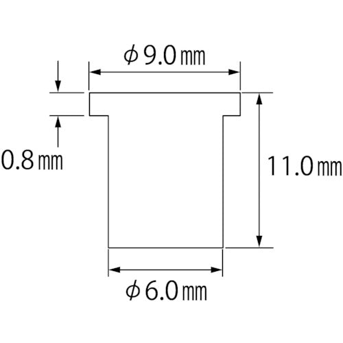 새우 블라인드 너트 “새우 너트”(평두·알루미늄제) 판 두께 2.0 M4X0.7(1000개입) NAD4M 1상자