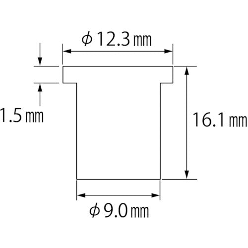 새우 블라인드 너트 “새우 너트”(평두·스틸제) 판 두께 3.2 M6×1.0(1000개입) NSD6M 1상자