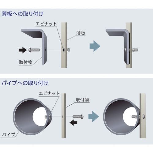 エビ　ブラインドナット“エビナット”（薄頭・スティール製）　板厚３．２　Ｍ８×１．２５（１０００個入）　NSK8M　1箱