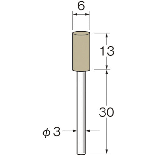 リューター　軸付弾性砥石（ＰＶＡ砥石）外径（ｍｍ）：６粒度（＃）：８０　R7311　1袋