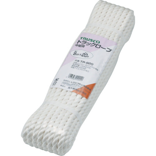 ＴＲＵＳＣＯ　ビニロントラックロープ　３つ打　線径９ｍｍＸ長さ２０ｍ　TR-920　1 巻