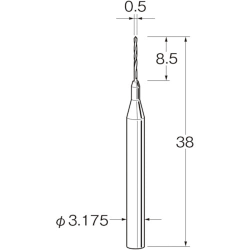 リューター　ツイストドリル（超硬合金）刃径（ｍｍ）：０．５シャンク径（ｍｍ）：３．１７５　T3005　1 袋