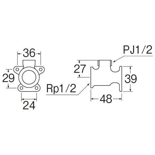 ＳＡＮＥＩ　座付Ｌ型ソケット　T27-13　1 個