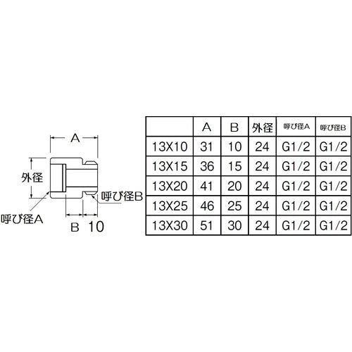 ＳＡＮＥＩ　ベンリーカン用オスメスアダプター　T254-13X10　1 個