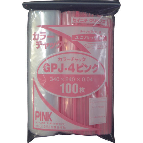セイニチ　ユニパック　ＧＰ　Ｊ‐４カラーチャック　ピンク　GP J-4 COLOR CHAKKU PINK　1 袋