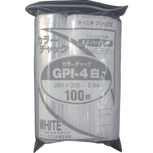 セイニチ　ユニパック　ＧＰ　Ｉ‐４　カラーチャック　シロ　GP I-4 COLOR CHAKKU SHIRO　1 袋