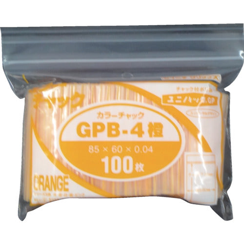 セイニチ　ユニパック　ＧＰ　Ｂ‐４　カラーチャック　ダイダイ　GP B-4 COLOR CHAKKU DAIDAI　1 袋