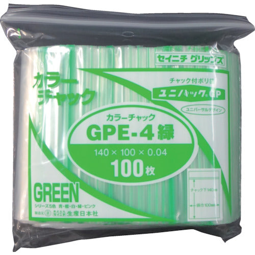 セイニチ　ユニパック　ＧＰ　Ｅ‐４　カラーチャック　ミドリ　GP E-4 COLOR CHAKKU MIDORI　1 袋