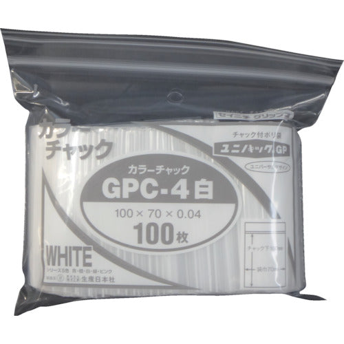 セイニチ　ユニパック　ＧＰ　Ｃ‐４　カラーチャック　シロ　GP C-4 COLOR CHAKKU SHIRO　1 袋